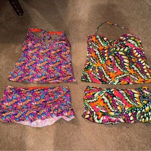 2 Kenneth Cole skirt tankinis bright fun colors cute skirted bikini swimsuits